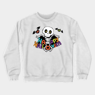 Happy Halloween Bats & Skeleton Crewneck Sweatshirt